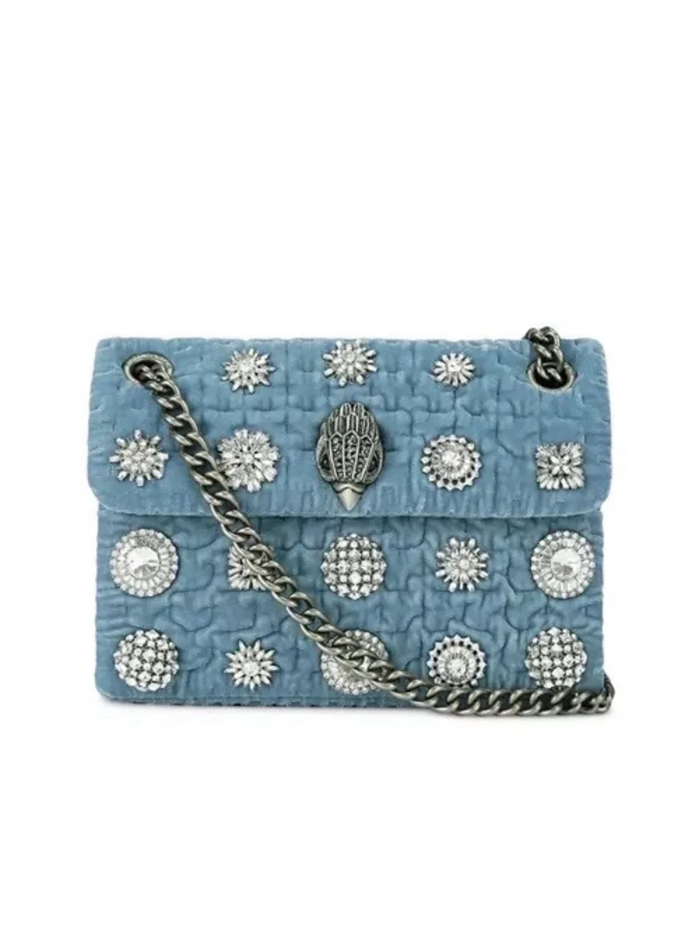 New Kurt Geiger Blue Embellished Purse with Crystal Studs